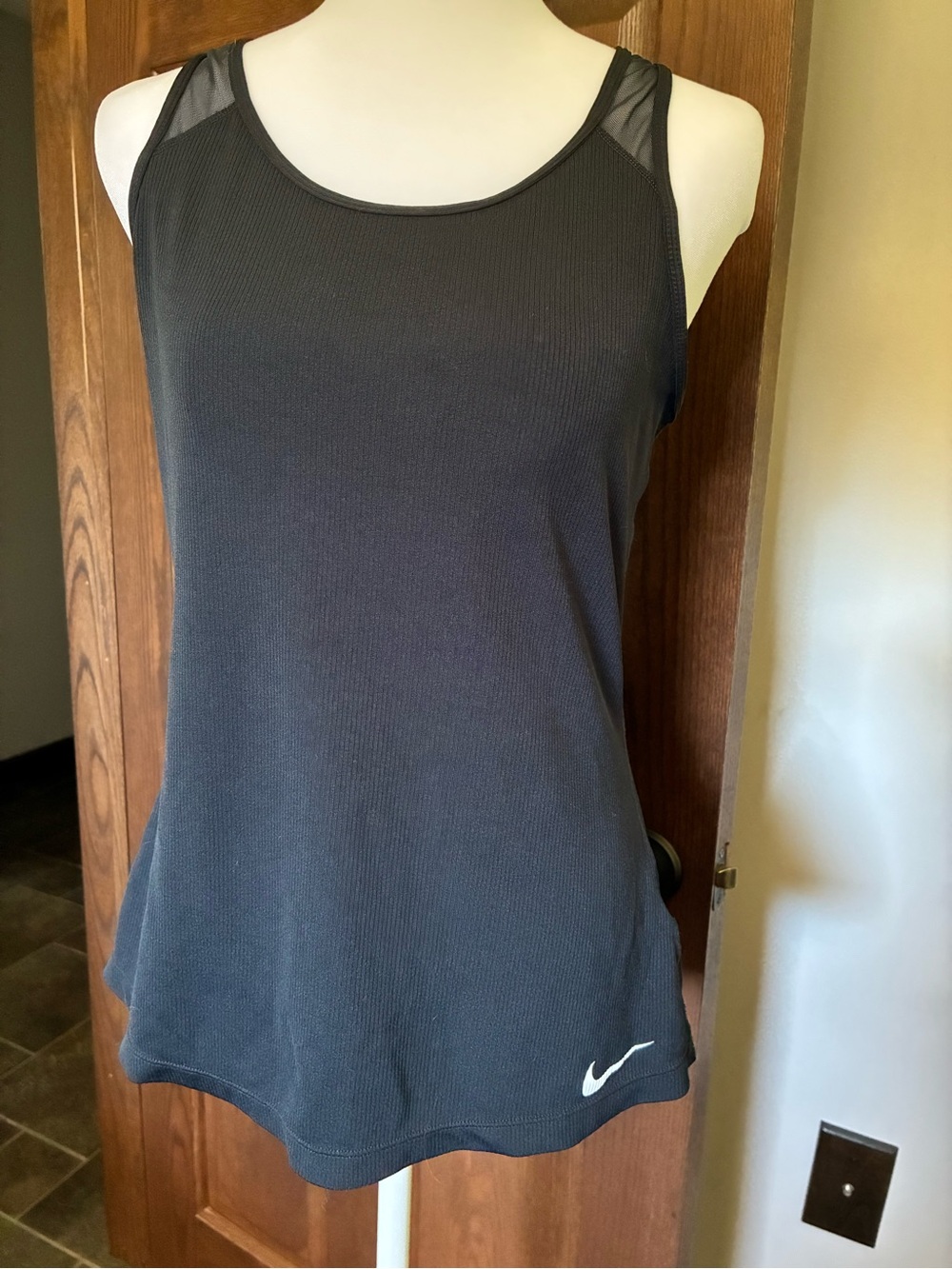 Nike Black Mesh-Detail Athletic Tank Top